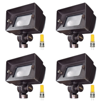 Outdoor Landscape Lighting LED 12V Low Voltage FPB01 4x/8x/12x Package Brass Rectangular LED Directional Floodlight Adjustable Lighting 12V Low Voltage 3W 3000K Bulb 4 Pack Dark Brass