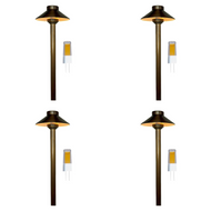 PLB02 Luz de camino de jardín al aire libre | Luz de camino de latón de bajo voltaje - Natural Brass / 4 Pack