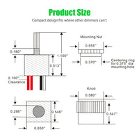 5V to 24V 6A Low Voltage LED Dimmer Switch - Rotary Knob PWM Dimming for Strip & Landscape Lights