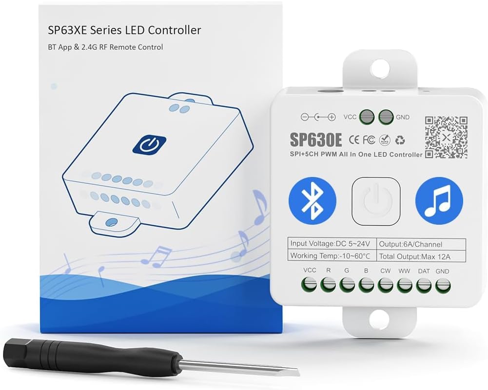 SP630E Smart Bluetooth RGB Addressable LED Controller Compatible with PWM & SPI LED Strips RGBW-IC