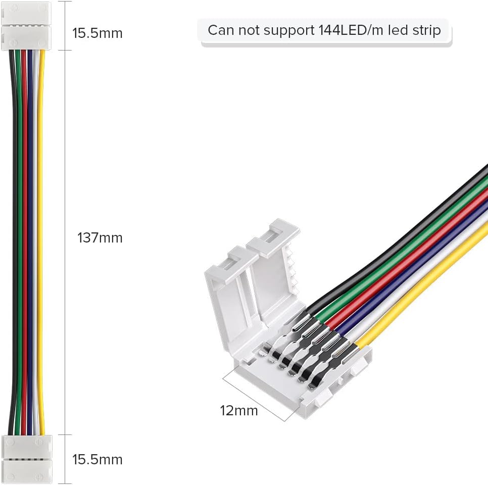 6pin Rgbwc Connector 5-Pack SL 6-Pin Low-Voltage for RGBCCT SMD Dotless Strip Light Connect