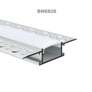 BN5615 Plaster In 8 ft Aluminum Channel 2.42"x 0.55" 10 Pack LED Strip Light Cover End Caps