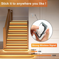 SLMS02 Intelligent LED COB Strip Light Stair Light Kit 10 or 16 Stairs with Remote Control Wall Switch Tunable 3000K-6000K