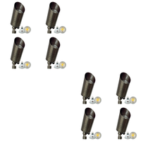 Outdoor Landscape Lighting LED 12V Low Voltage SPB09 4x/8x/12x Package with 3W 3000K Bulb 12V Low Voltage LED Outdoor Landscape Brass Spotlight Natural Brass 8 Pack