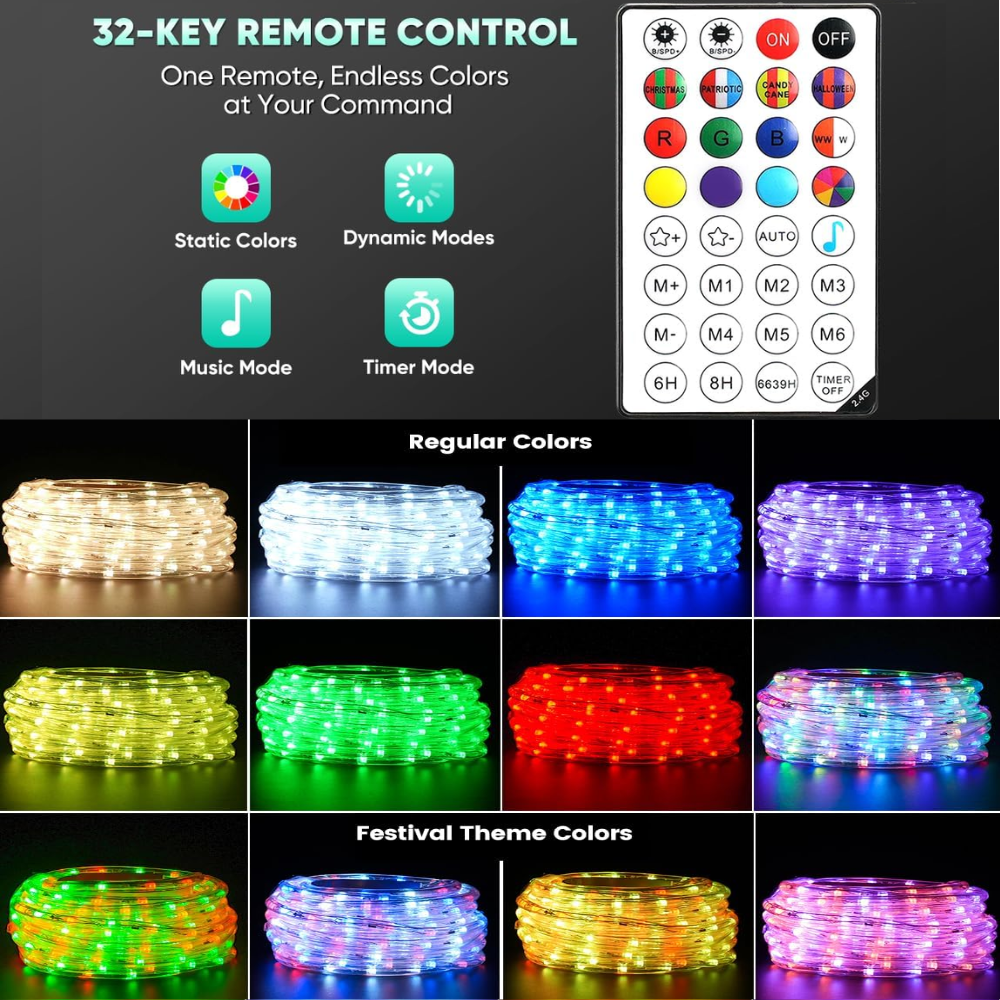 Doted Led SLNR17 Dotted Neon RGBIC+CCT LED Strip Light 110V IP65 Outdoor Rated D