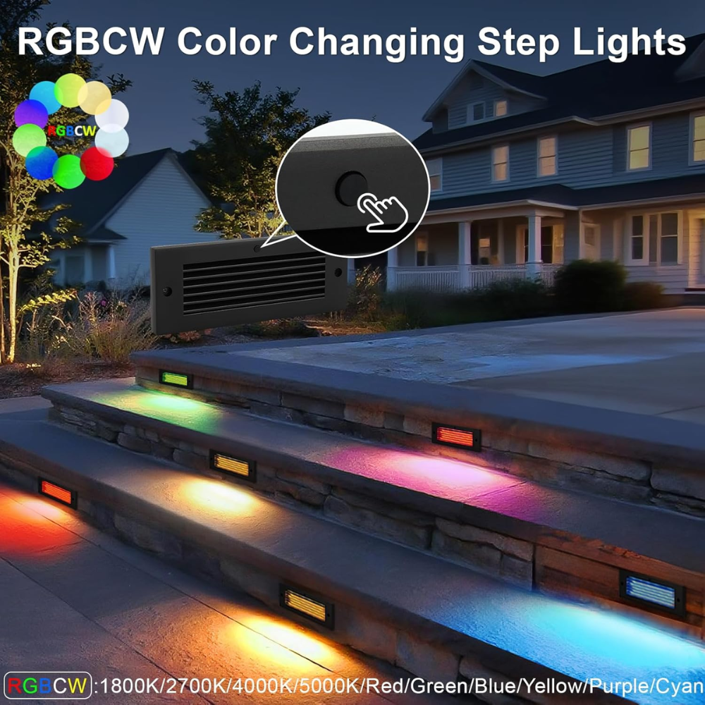 STLA02 RGBCW Low Voltage Grilled Step Lights Package | Outdoor