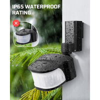 Outdoor Landscape Lighting LED 12V Low Voltage Wireless PIR 240° Sensing Angle Motion Sensor Outlet - 50FT Detection Range, 100FT Wireless Transmitter, Adjustable Angle, Plug & Play, 120V Line Voltage For Outdoor Security Flood Lights IP65 Waterproof