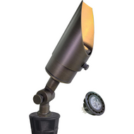 SPBA13 MR16 Brass Spotlight Package with Adjustable Shroud 12V AC/DC Low Voltage Outdoor Lighting with 5W 2700K Warm White Bulb - 1 Pack with 5W 2700K MR16 Bulb
