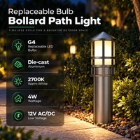 ALP56 4W 12V AC/DC Low Voltage Cast Aluminum LED Bollard Pathway Lights Package – Outdoor Landscape Walkway & Garden Lighting