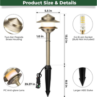 ALP73 LED Two-Tier Pagoda Solid Brass Pathway Lights Package – 12V Low Voltage Outdoor Landscape Path Lighting