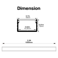 U-Shaped Square Aluminum Channel 3.3FT/1M and 6.6FT/2M For Max 16mm LED Strip Lights Pack of 10 and 20