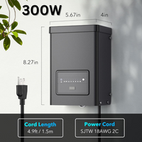 TSPA 60/120/200/300W AC 12V Outputs, Low Voltage Outdoor Plastic Transformer with Photocell and Countdown Timer