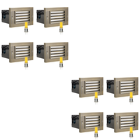 Outdoor Landscape Lighting LED 12V Low Voltage STB02 4x/8x/12x Package Louver Horizontal Waterproof LED Brass Brick Lights Edge Step Lighting 12V Low Voltage 3W 3000K Bulb Natural Brass 8 Pack