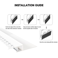 AC19 Trimless Recessed Baseboard Drywall Plaster Mud-In Z-Type Aluminum Channel with 6.6FT/2M For Max Inner 12.7mm Width LED Strip Lights Pack of 4