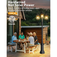 PLH04 360° Motion Sensor and Dusk-to-Dawn Classic Black Aluminum 3-Head Rectangular Post Light 87.5