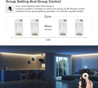 MiBoxer RGB/RGBW Montado en la Pared Smart Panel Control Remoto Inalámbrico 4 Zonas 2.4G RF