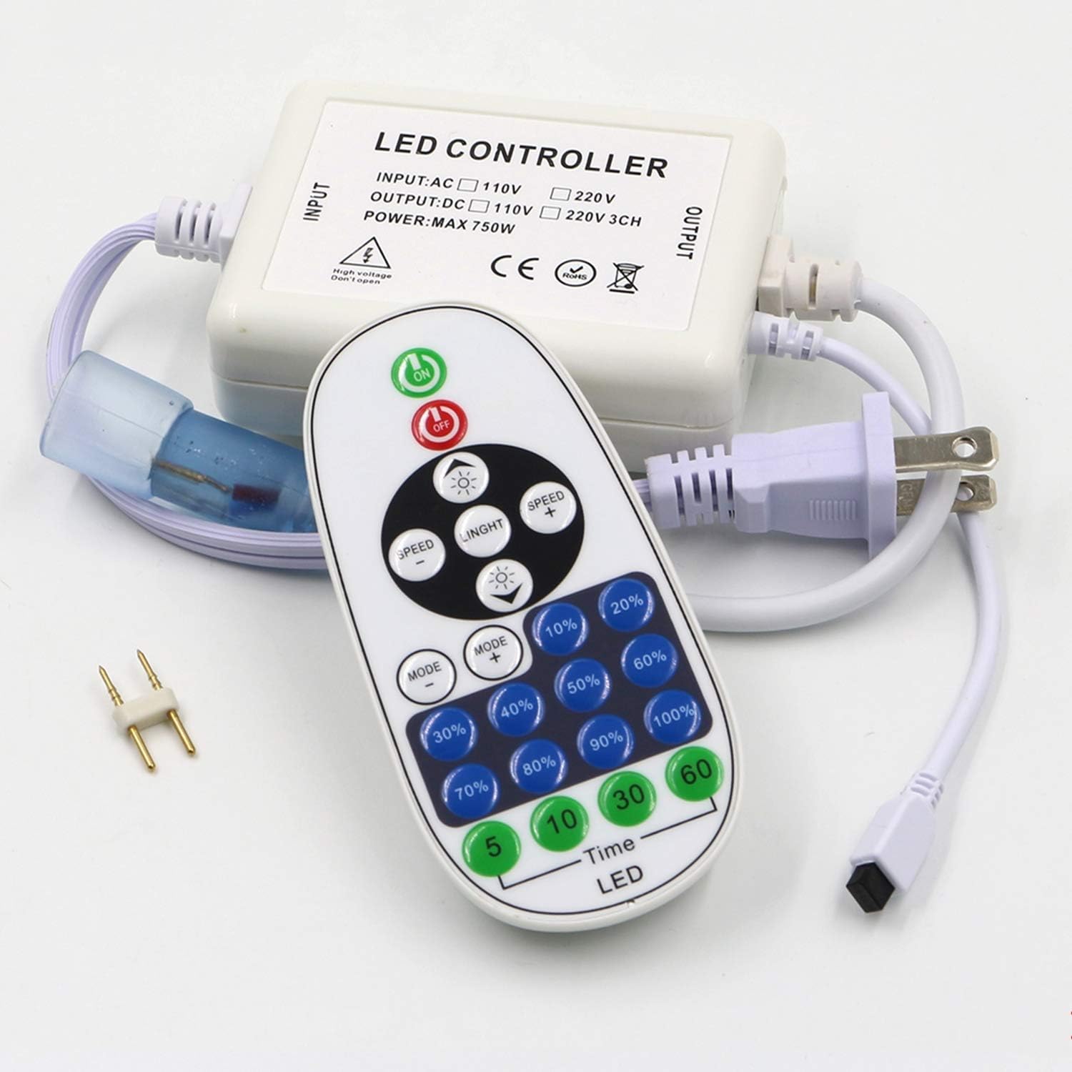 SLN11 Dotless LED 360° Neon Strip Power Adapter with IR Remote and Receiver