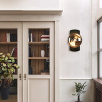 SCH13 Smoked Luster Veining Globe Solid Green Marble Indoor and Outdoor Wall Sconce Light 6.9