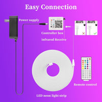 Outdoor Landscape Lighting LED 12V Low Voltage SLNR08 Dotless COB Smart Bluetooth RGB-IC Neon LED Strip Light DC24V IP67 Outdoor Rated Dimmable Low Voltage Silicone Strip Light with Mounting Clips, Screws, Power Adapter and Remote Control
