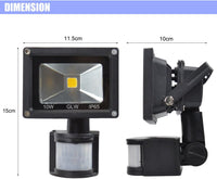 10W 12V AC/DC IP65 Waterproof 10W Mini LED Outdoor Security Flood Lights with PIR and Motion Sensor