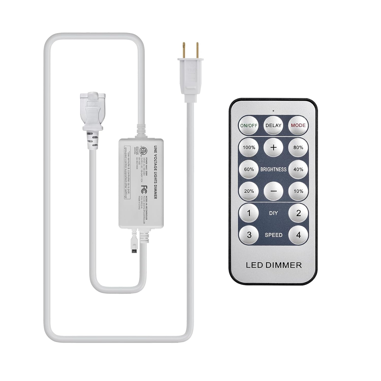 Line Voltage 110V Lights Dimmer Controller for LED Rope Light Wireless Dimmer RF Remote and Controller with Memory Function