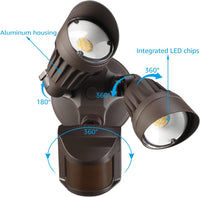 MLW2 Impermeable 20W LED Luces de inundación de seguridad para exteriores con sensor de movimiento