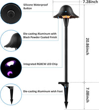 Outdoor Landscape Lighting LED 12V Low Voltage ALPR01 12V Low Voltage 5W 10-Color RGBCW LED Landscape Lighting 200LM, Black Umbrella Pathway Light Package, Die-Cast Aluminum, IP65 Waterproof