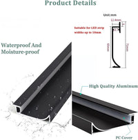 AC14 Skirting Board Black Aluminum Channel with White Frosted Plastic Cover 3.3FT/1M For Max Inner 10.7mm Width LED Strip Lights Pack of 7/10/20