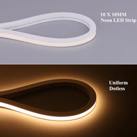 SLN01 Dotless COB Neon LED 16.4FT (5M) Strip Light DC24V 60W IP67 10x10MM Outdoor Rated Dimmable Low Voltage Silicone Rope Light