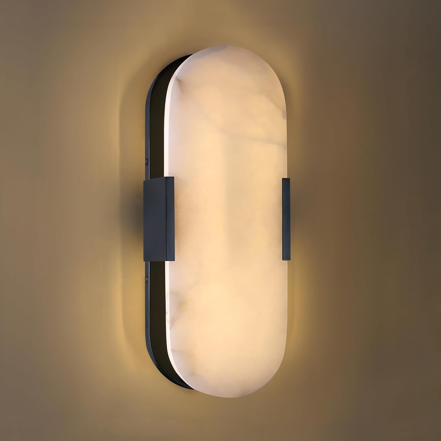 SCH12 Alabaster Marble 15" Indoor Wall Sconce Light Dimmable LED E12 Candelabra Base Socket Line Voltage 120V