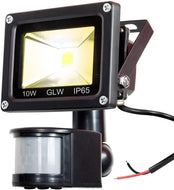10W 12V Low Voltage AC/DC IP65 Waterproof 10W Mini LED Outdoor Security Flood Lights with PIR and Motion Sensor - 3000K Warm White