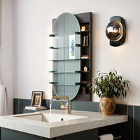 SCH13 Smoked Luster Veining Globe Solid Green Marble Indoor and Outdoor Wall Sconce Light 6.9