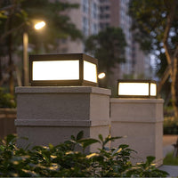 CPLA04 Modern Pillar Lamp Post Light with Tempered Glass Shade Fence Deck Cap Lantern with E26 9W 3000K 110V AC Line Voltage Stainless Steel LED IP55 Waterproof, Electric-Powered, Low-Voltage E26 LED Compatible