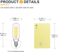 E12 4W Filament 12V AC/DC Candelabra and Small Base Package Low Voltage LED Light Bulbs Dimmable Energy Saving Light Bulb