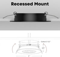 CBA01 2-Pack 2.5W Dimmable 70° Adjustable Swivel RV Recessed Low Voltage DC12V LED Puck Cabinet Light Cast Aluminum Downlighting