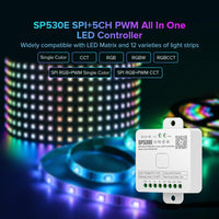 SP530E Smart Wi-Fi and Bluetooth RGB Addressable LED Controller Compatible with Alexa and Google Assistant, Support WS2811, WS2812B, WS2815, SK6812 and More