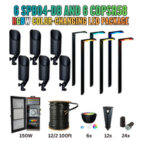 RGBW Color Changing LED Holiday Package: (6) Spotlight and (6) Path Lights with Wires and Connectors