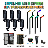 RGBW Color Changing LED Holiday Package: (6) Spotlight and (6) Path Lights with Wires and Connectors