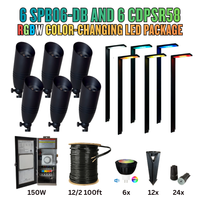 RGBW Color Changing LED Holiday Package: (6) Spotlight and (6) Path Lights with Wires and Connectors