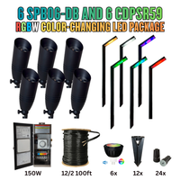 RGBW Color Changing LED Holiday Package: (6) Spotlight and (6) Path Lights with Wires and Connectors