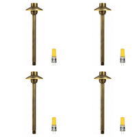Outdoor Landscape Lighting LED 12V Low Voltage PLB30 4x/8x/12x Package Outdoor Garden Mushroom Pathway Light | 12V Low Voltage Brass Path Light with G4 3W 3000K Bulb Natural Brass 4 Pack