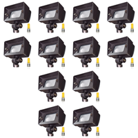 Outdoor Landscape Lighting LED 12V Low Voltage FPB01 4x/8x/12x Package Brass Rectangular LED Directional Floodlight Adjustable Lighting 12V Low Voltage 3W 3000K Bulb 12 Pack Dark Brass