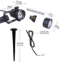 CDA01 2 and 4 Pack 2W 200LM MR11 2700K LED Outdoor Mini Spotlight Directional Narrow Beam Angle Low Voltage Landscape Lighting