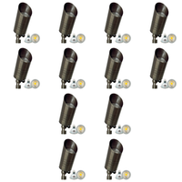 Outdoor Landscape Lighting LED 12V Low Voltage SPB09 4x/8x/12x Package with 3W 3000K Bulb 12V Low Voltage LED Outdoor Landscape Brass Spotlight Natural Brass 12 Pack