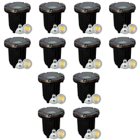Outdoor Landscape Lighting LED 12V Low Voltage UNB04 4x/8x/12x Package Cast Brass 12V Low Voltage Round LED In-Ground Well Light IP65 Waterproof with 5W 3000K Bulb Natural Brass 12 Pack