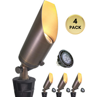 SPBA14 MR16 Brass Spotlight Package with Adjustable Shroud 12V AC/DC Low Voltage Outdoor Lighting with 5W 2700K Warm White Bulb