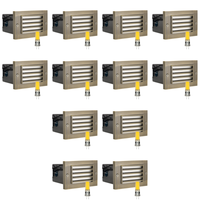 Outdoor Landscape Lighting LED 12V Low Voltage STB02 4x/8x/12x Package Louver Horizontal Waterproof LED Brass Brick Lights Edge Step Lighting 12V Low Voltage 3W 3000K Bulb Natural Brass 12 Pack