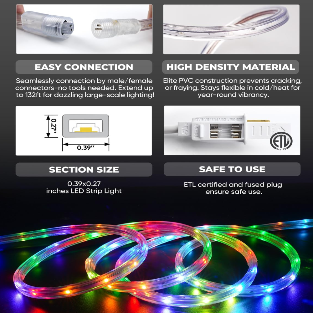 Doted Led SLNR16 Dotted Neon RGBIC+CCT LED Strip Light 110V IP65 Outdoor Rated D