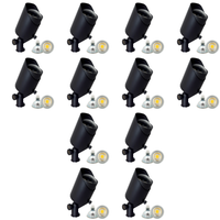 Outdoor Landscape Lighting LED 12V Low Voltage SPB05 4x/8x/12x Package LED Landscape 12V Low Voltage Brass Spotlight Adjustable Hood Outdoor Lighting with MR16 5W 3000K Bulb Dark Brass 12 Pack