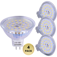 4-Pack MR16 5W 110V-130V GU5.3 LED Bulbs Dimmable Energy Saving Light 120 Degree Beam Angle 120V Line Voltage